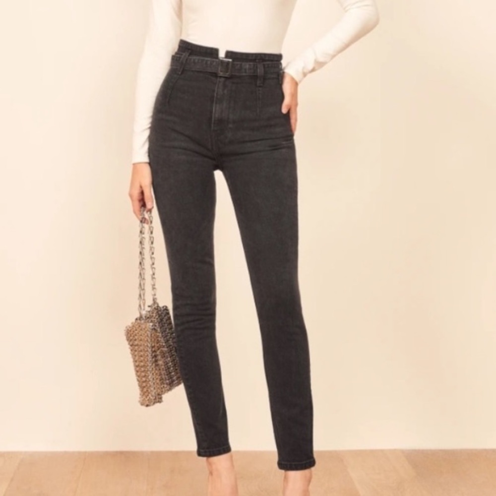 Reformation Kayo High and Skinny Black Jeans 24